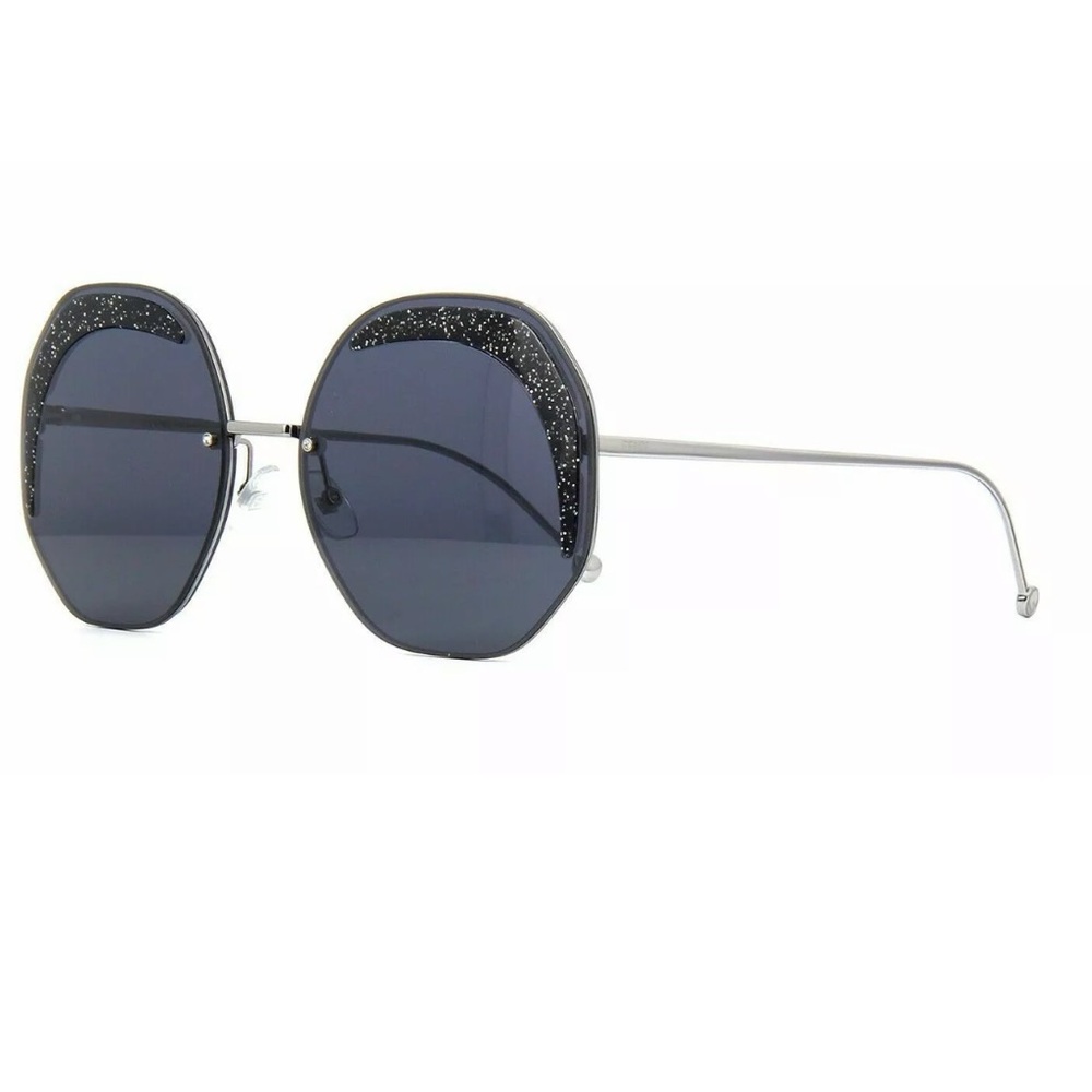 Black round Fendi sunglasses with glitter on the ends